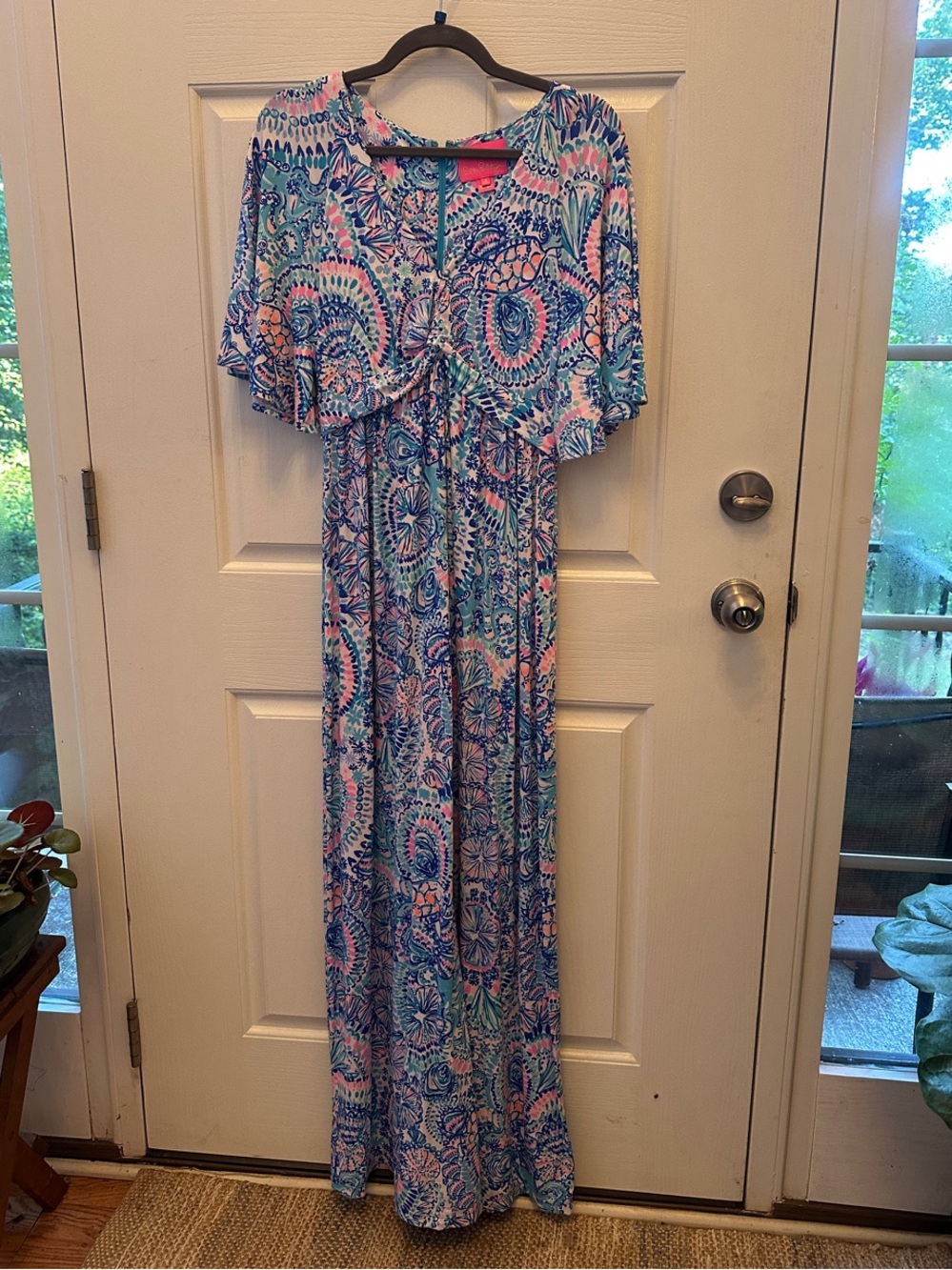 Lilly Pulitzer Blue and Pink Printed Maxi Dress size 4